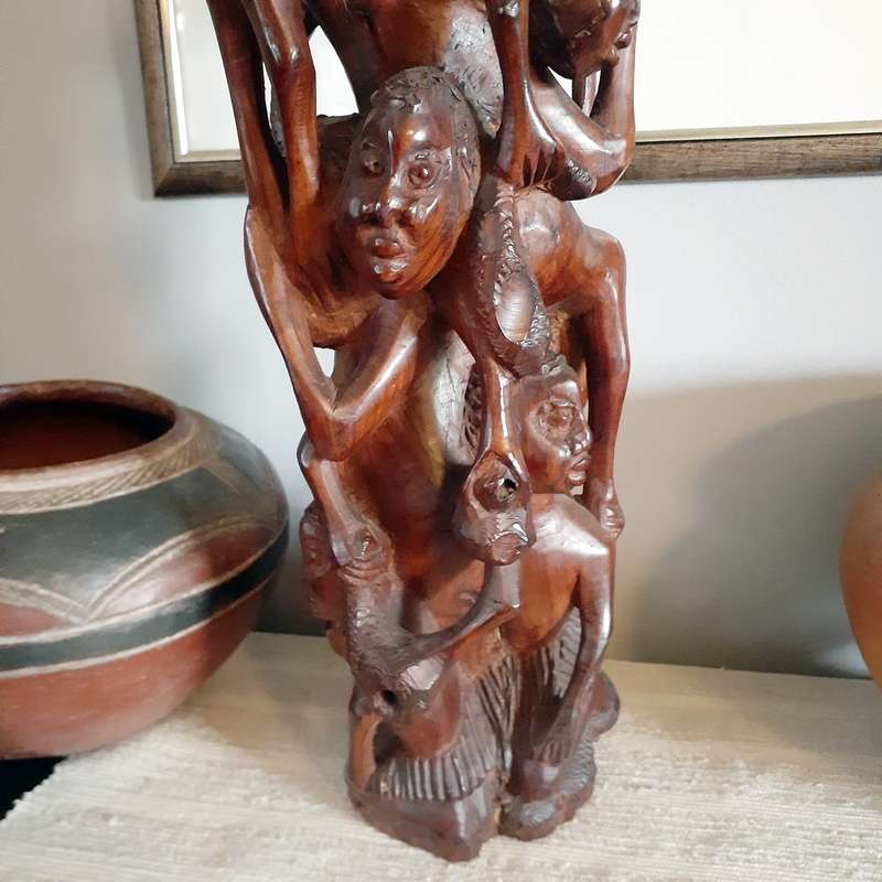 African hardwood Carving - Mother and children - tree of life 65 cms tall
