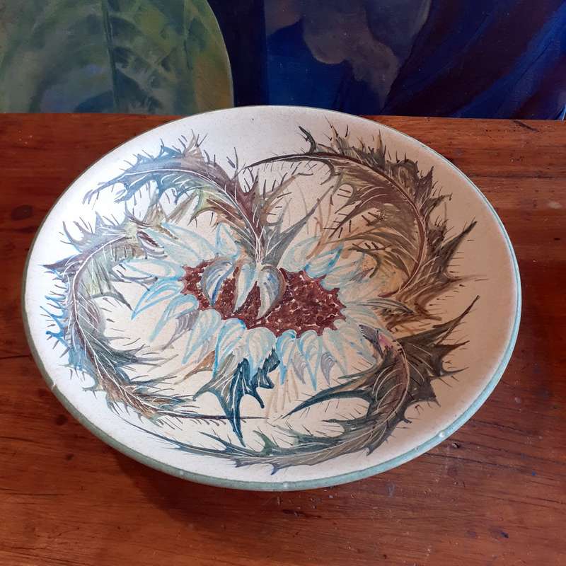 Austrian hand painted Wall plate Floral - made in Austria - 24 ms dia