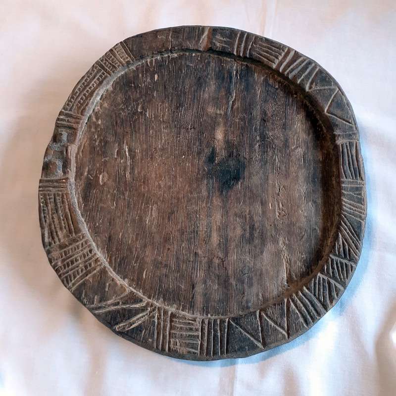 African artifact carving - Yoruba Divination Ritual Wooden Plate / board - Nigeria