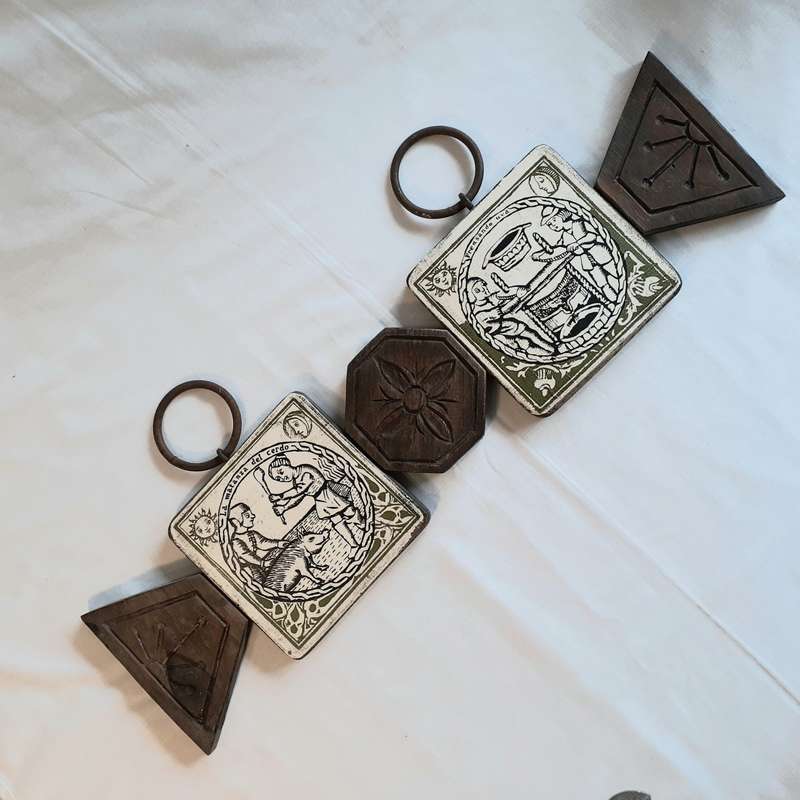 carved printed medieval tile wall decorative item - art pot stand