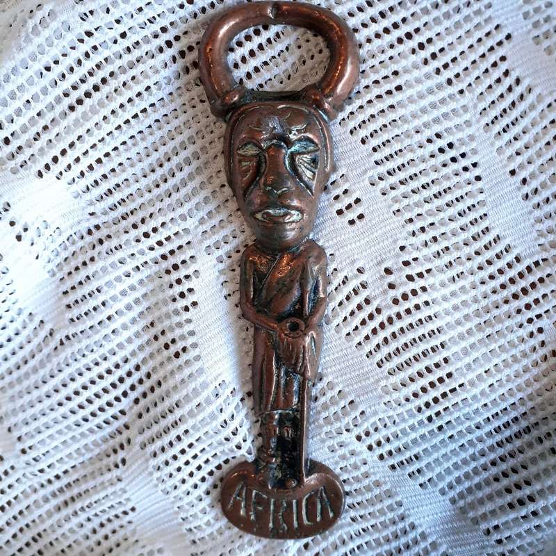 Bottle Opener - cast copper tribal figurine .2 Kg Rhodesia