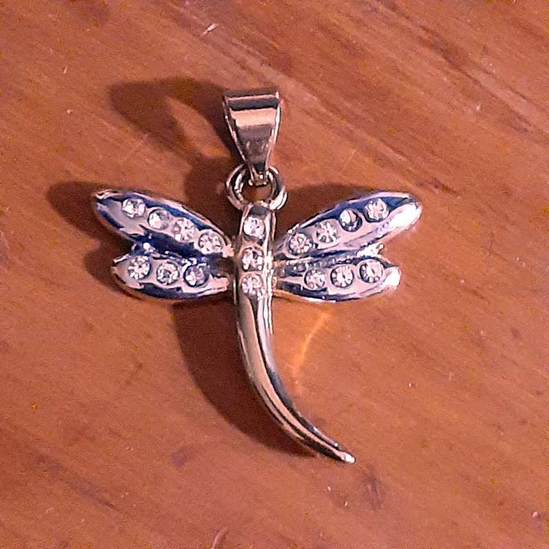 Pendant dragonfly - gold plated with diamante made by TG  2 cms