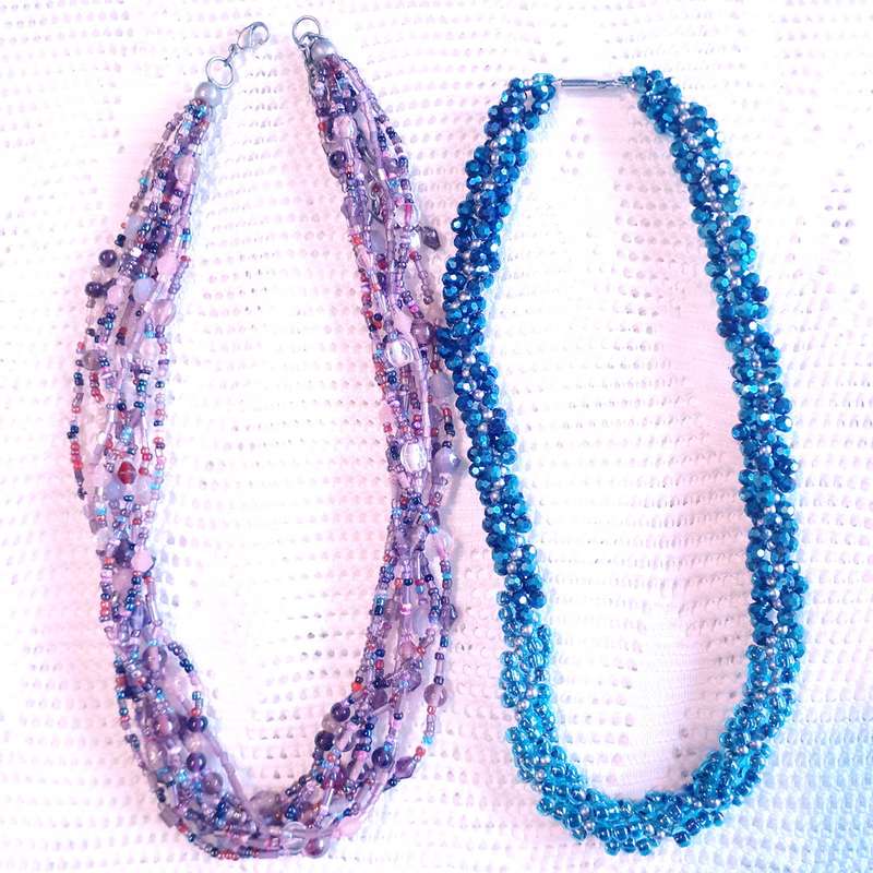 two glass bead necklaces - vintage