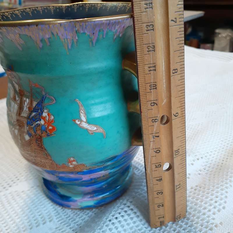 Crown Devon Fieldings Vase - sailing ship design - two handles