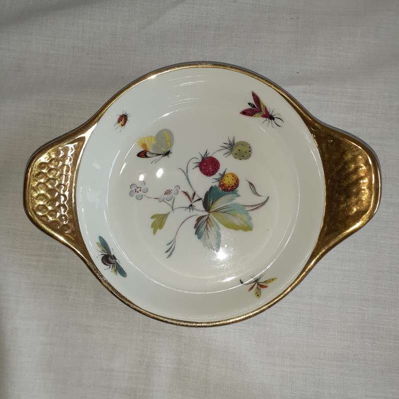 Royal Worcester dishes - butterflies and beetles 14 x 18 cms gilded