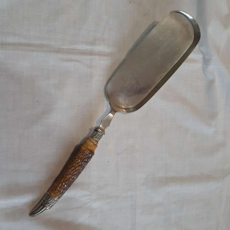 Stag Horn crumb tray - vintage quality A electroplate  hallmarked HA EA FA