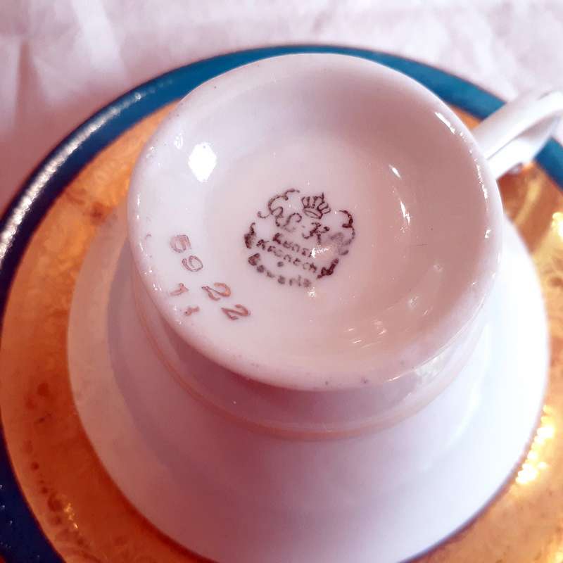 BavariaTea Duo - germany mini cup and saucer Gold and Teal