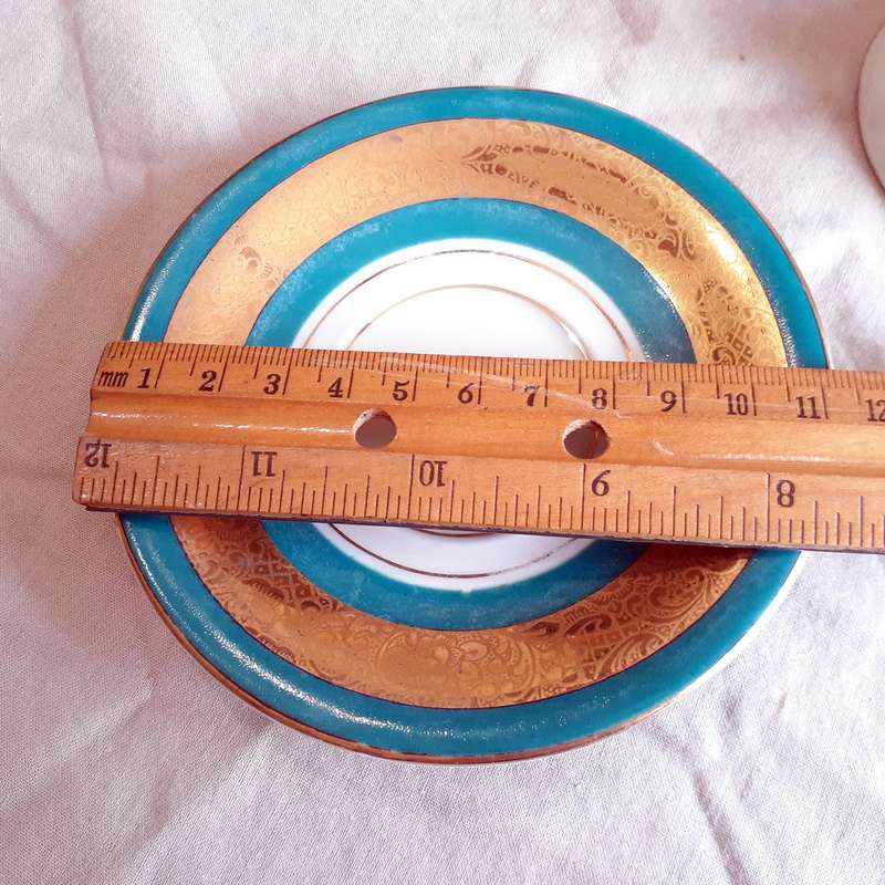 BavariaTea Duo - germany mini cup and saucer Gold and Teal