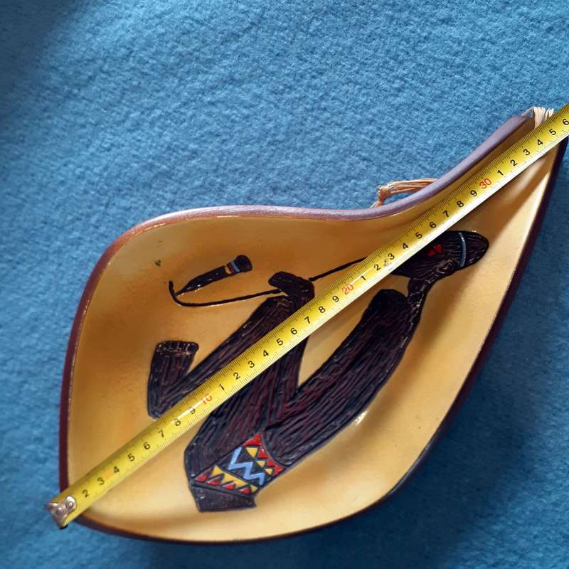 Large Crescent South African Pottery wall plate or snack dish 36 cms x 22