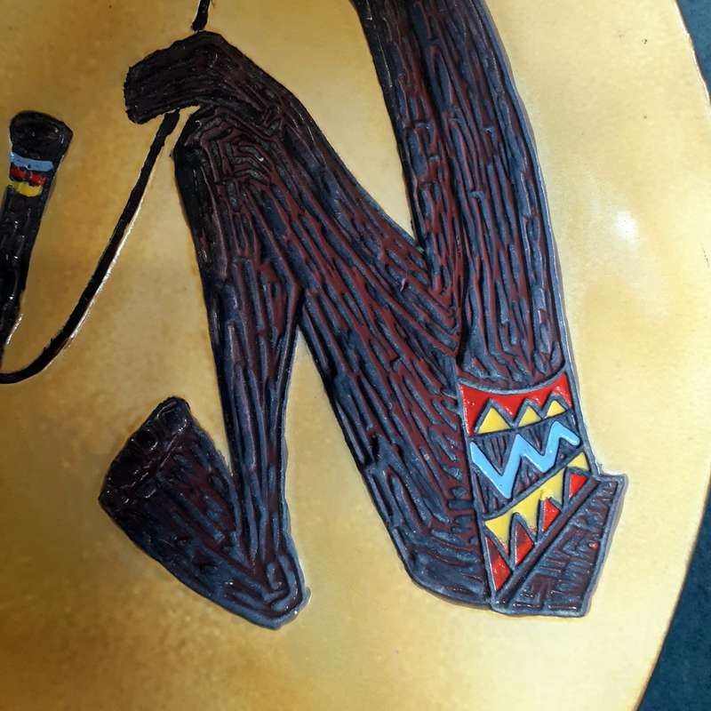Large Crescent South African Pottery wall plate or snack dish 36 cms x 22