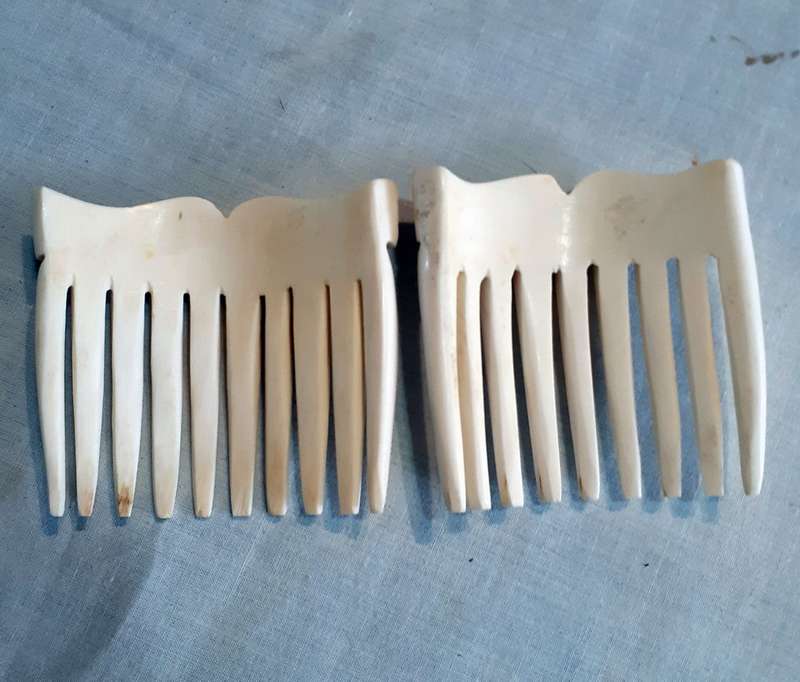 2 Bone ivory hair combs.  (pair of combs)