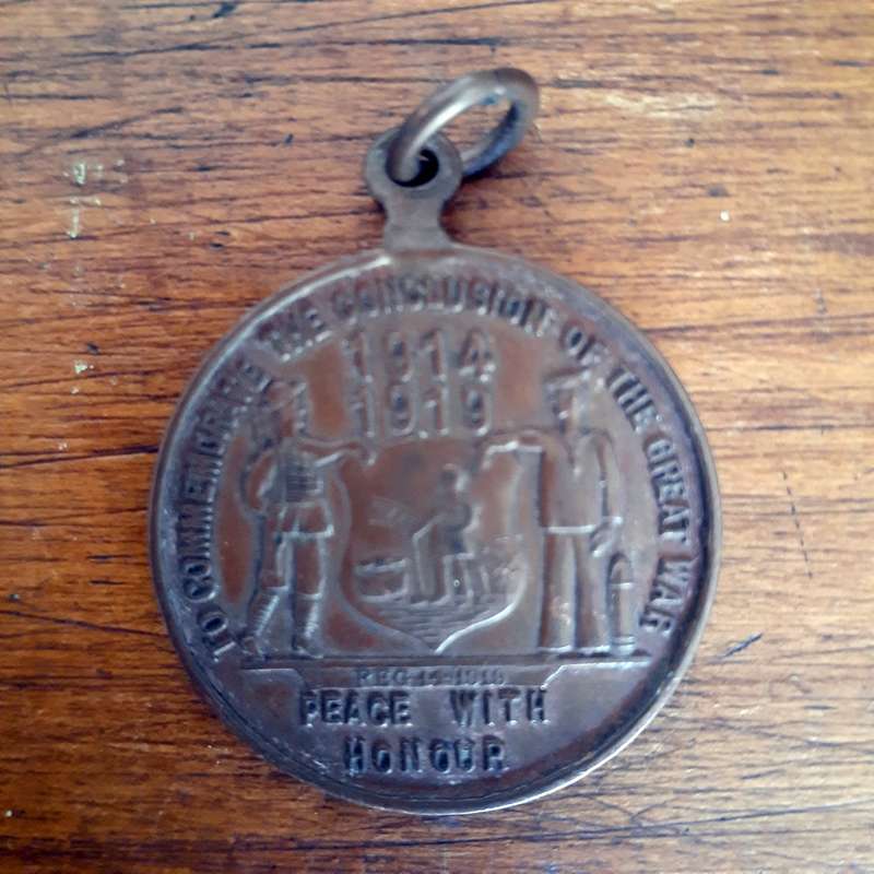 WW1 Peace Medallion for end of the war  Johannesburg June 1919