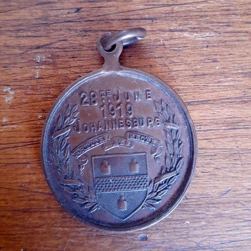 WW1 Peace Medallion for end of the war  Johannesburg June 1919
