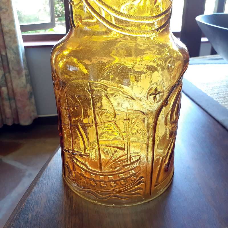 Lg Amber glass bottle Italian Nautical theme