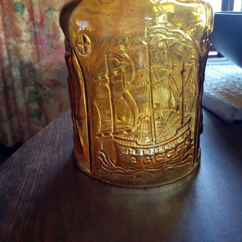 Lg Amber glass bottle Italian Nautical theme