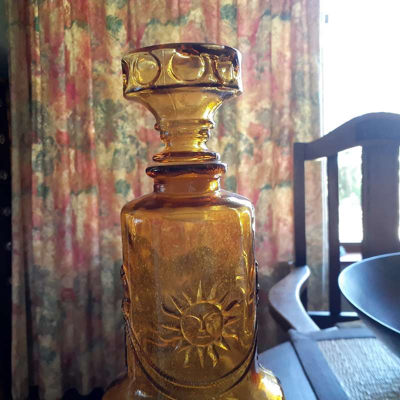 Lg Amber glass bottle Italian Nautical theme