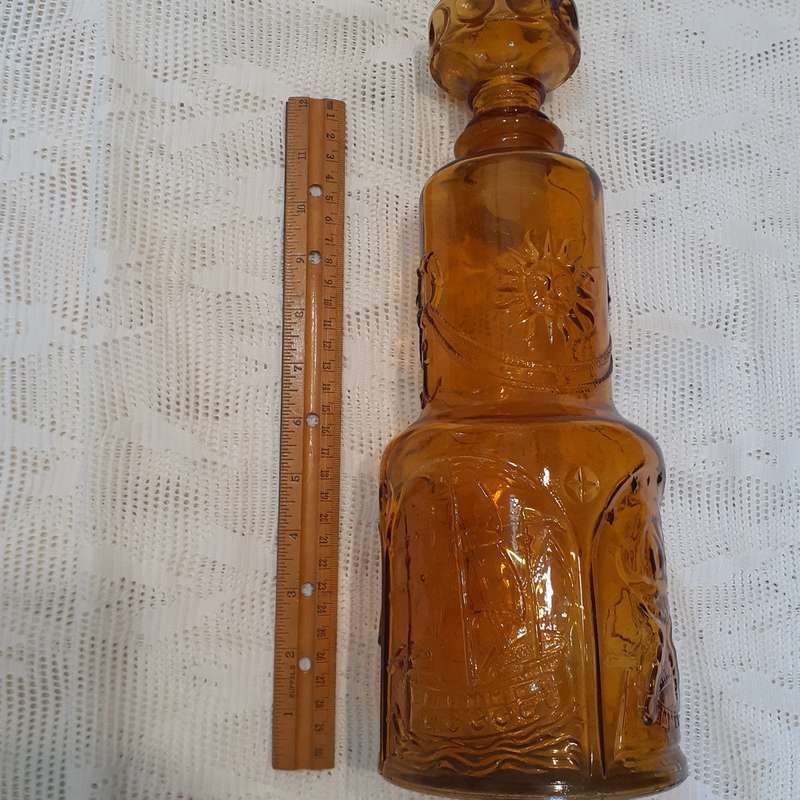 Lg Amber glass bottle Italian Nautical theme