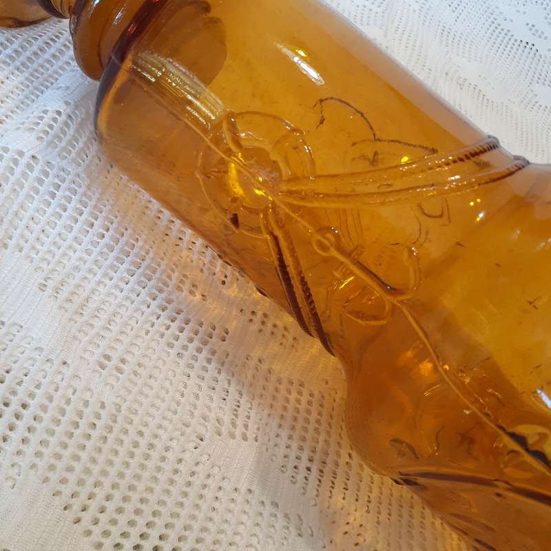Lg Amber glass bottle Italian Nautical theme