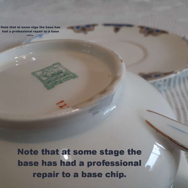 Grindley Sauce or Gravy Boat.  Blue Balmoral design on a creamy background