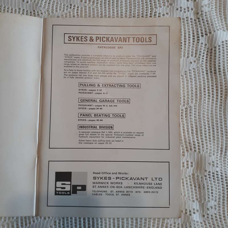 Auto Service Tools etc Catalogue - Sykes and Pickavant Tools Catalogue SP2