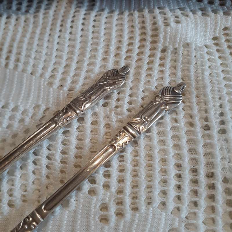 Set of apostle teaspoons and forks in a box