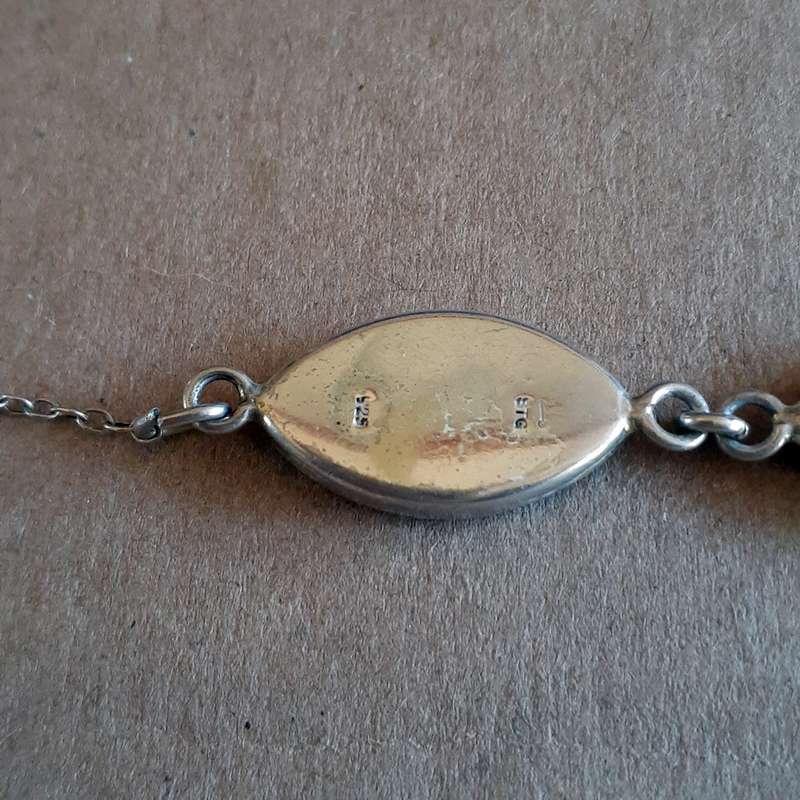 Stirling silver and pau shell choker necklace.   5.61gms