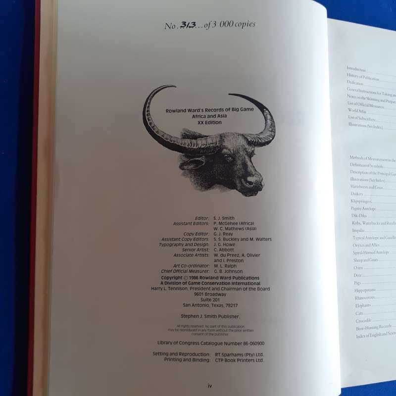 Records of Big Game 20th edition1986 Africa and Asia Rowland Ward Publications