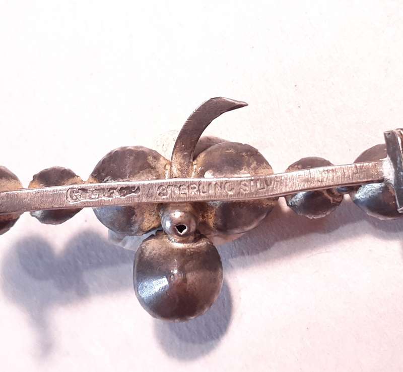 G L and Co stirling silver and diamante brooch