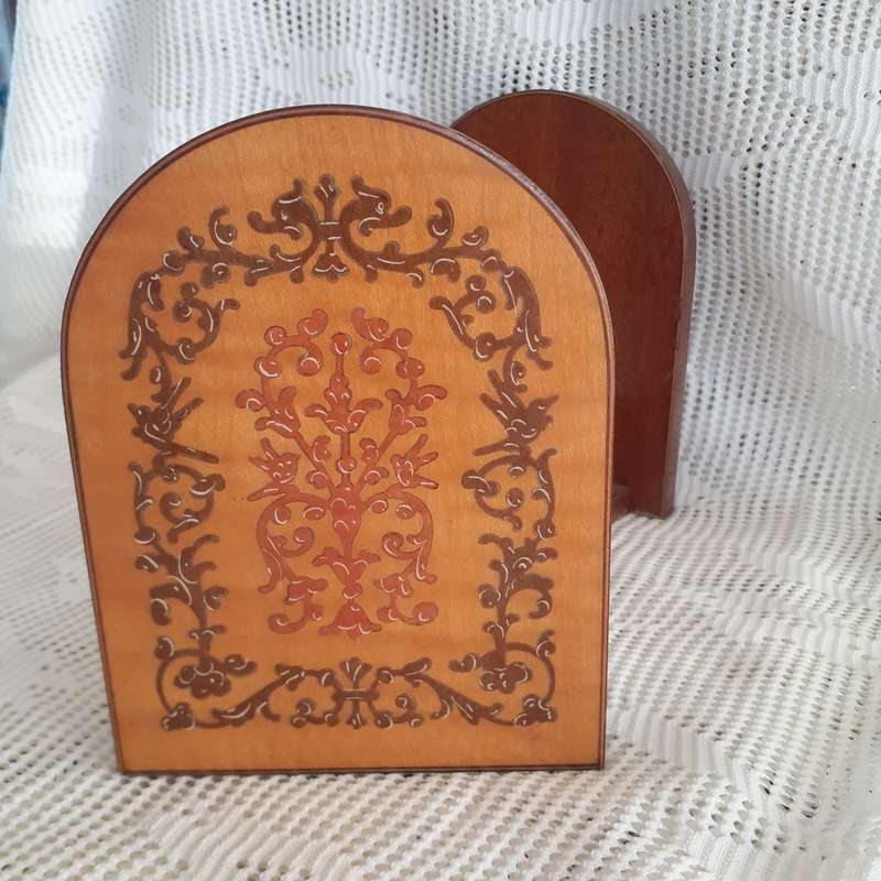 Italian wooden Marquetry Bookends - book holders