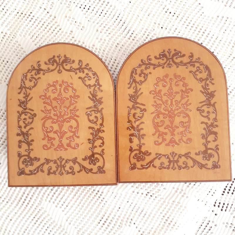 Italian wooden Marquetry Bookends - book holders