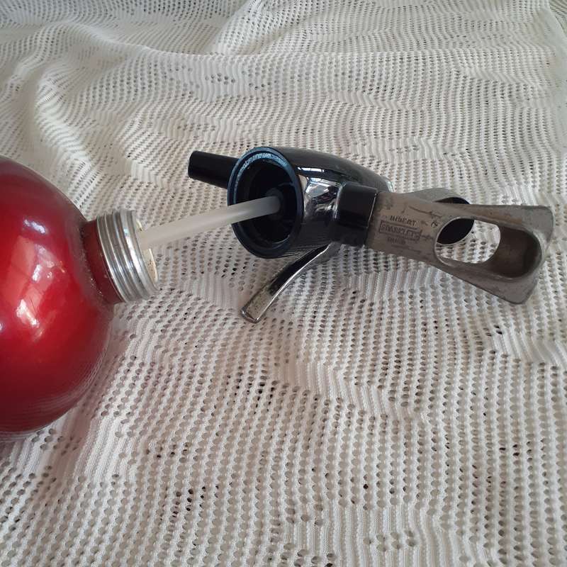 Vintage soda syphon - red - sparklets made in UK