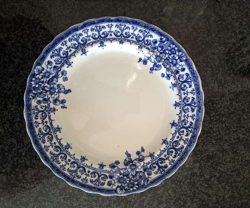 Large blue and  white plate Keeling and Co Late 1800