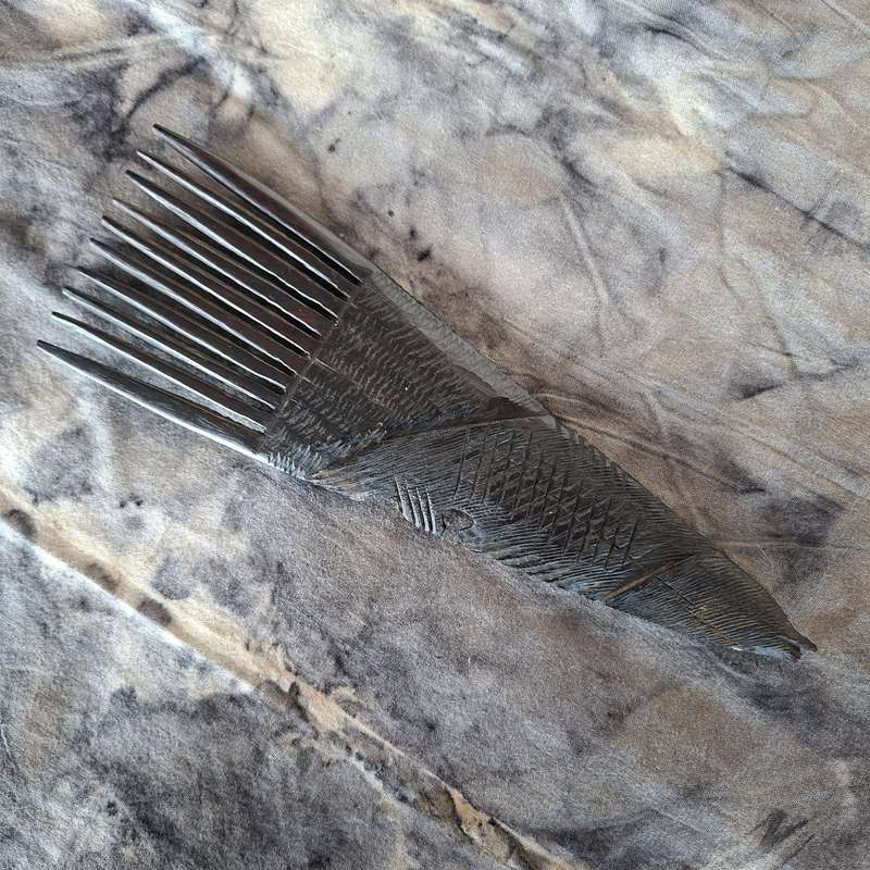 African wooden hair comb - wooden handcarved traditional ebony