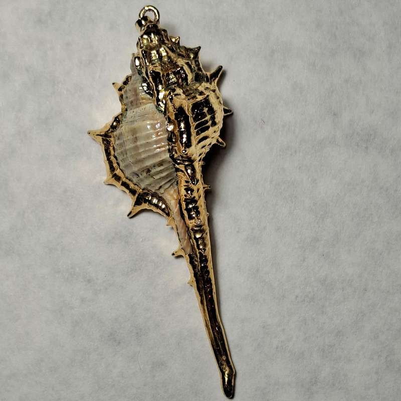 Gold clad shell pendant 7 cms