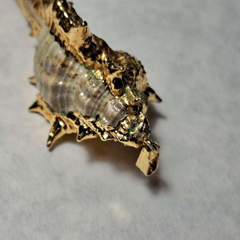 Gold clad shell pendant 7 cms