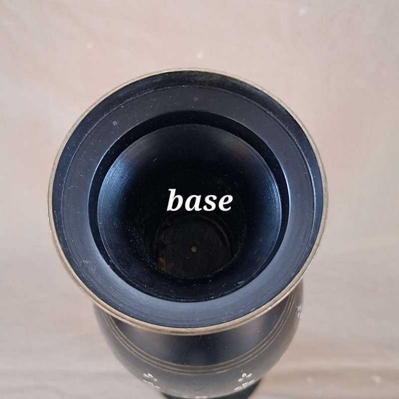 Vintage brass vase - tall black brass etched vase