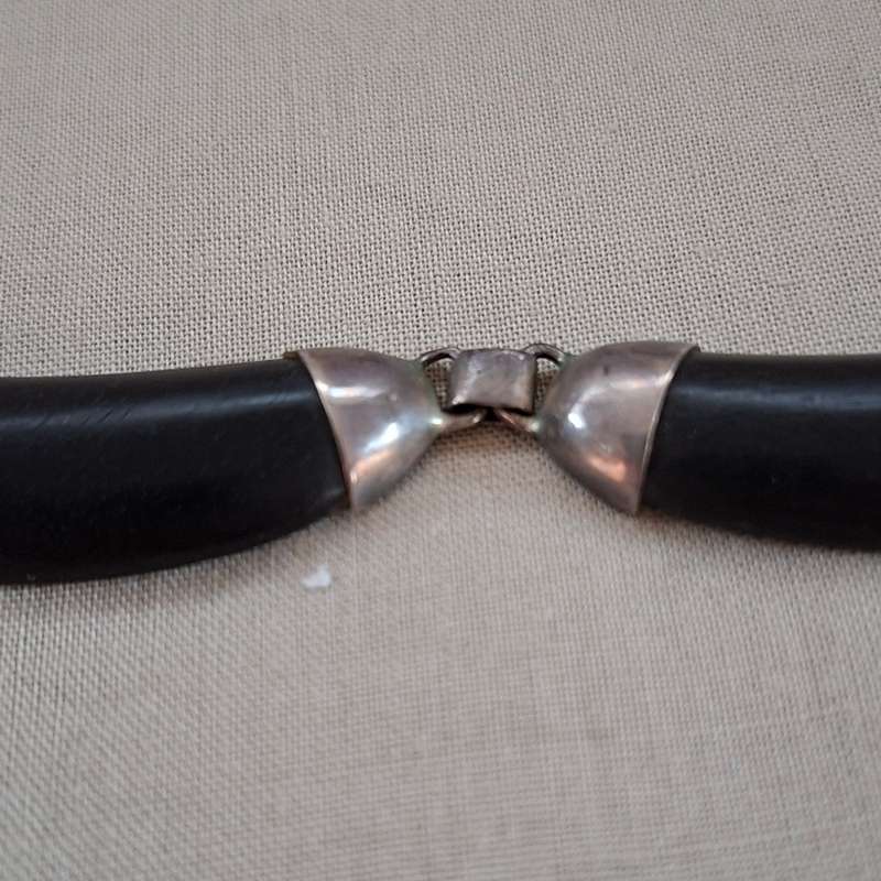 Stirling Silver and black wood necklace - One of a kind