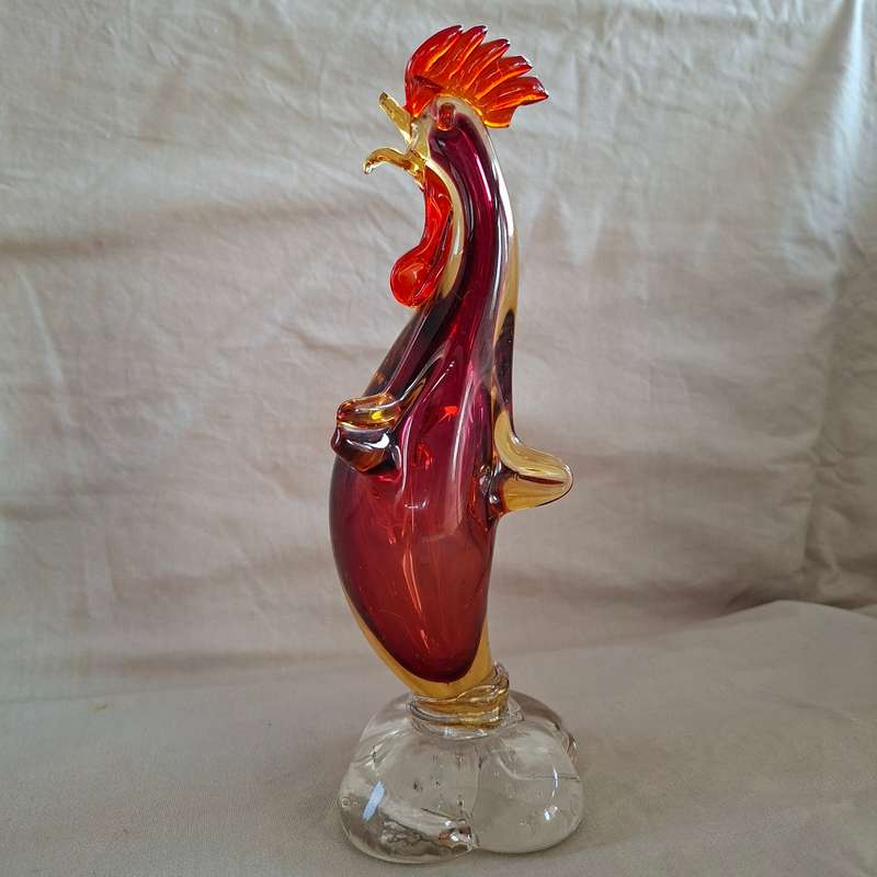 Art Glass rooster - Murano like glass Venetian?  22 cms tall
