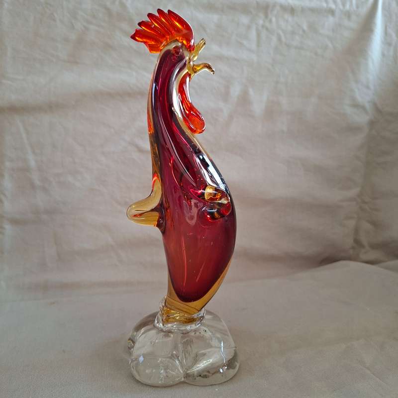 Art Glass rooster - Murano like glass Venetian?  22 cms tall