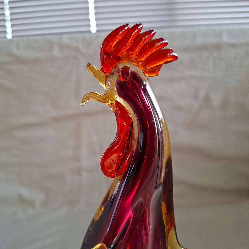Art Glass rooster - Murano like glass Venetian?  22 cms tall