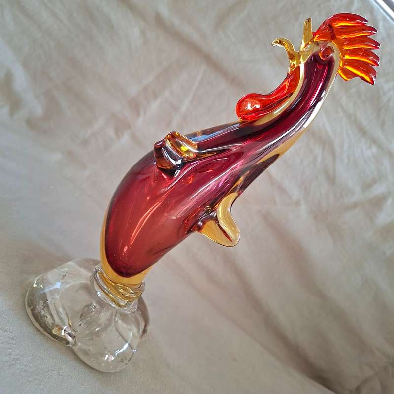 Art Glass rooster - Murano like glass Venetian?  22 cms tall
