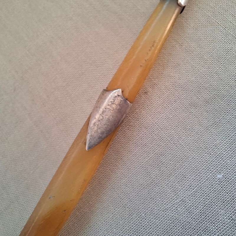 Antique horn and silver hunting spoon - hallmarked