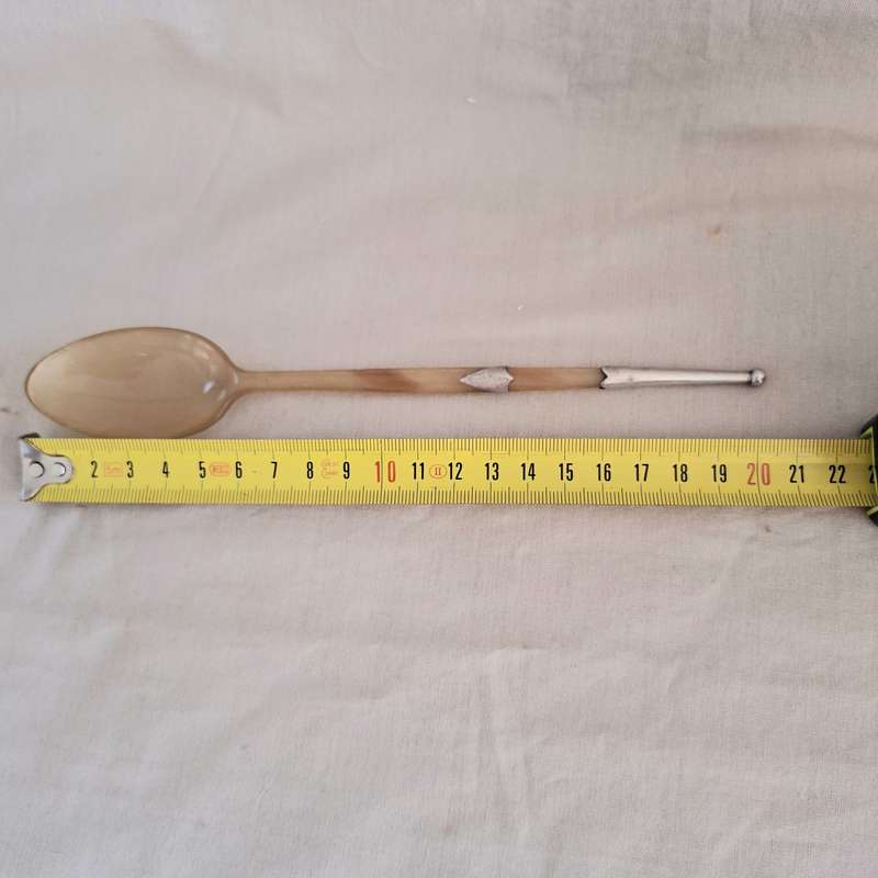 Antique horn and silver hunting spoon - hallmarked