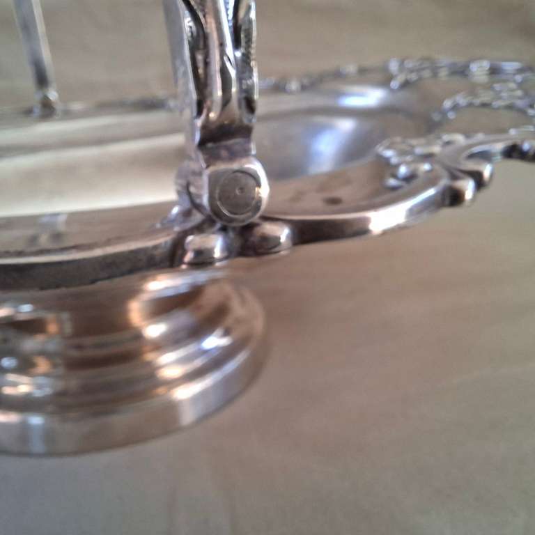Large Silver plate fruit or wedding "basket"  Leaf and acorn scrolls around the rim.  32 cm dia