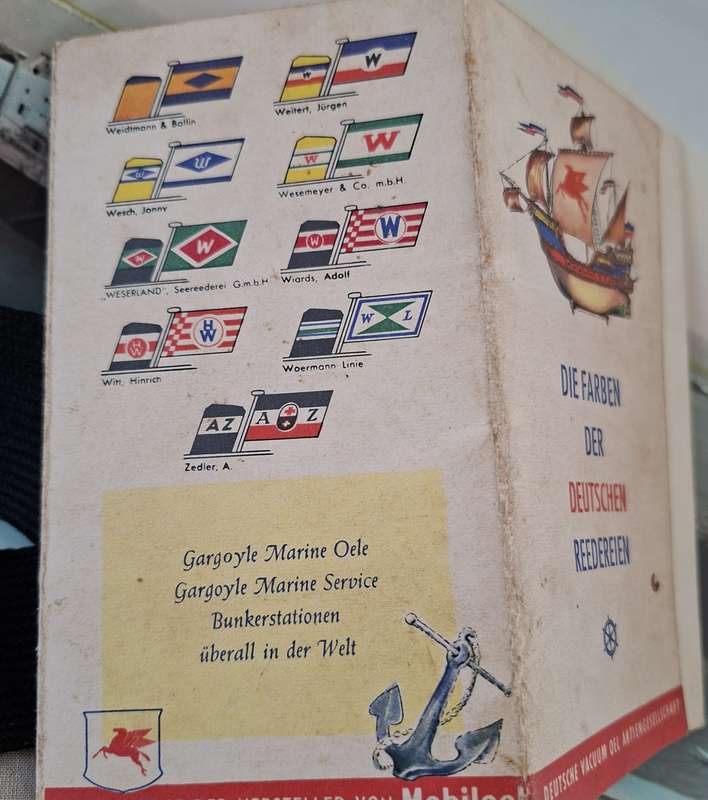 Shipping - Merchant Marine German Officer Certificate photos bands and badge - ship flag chart