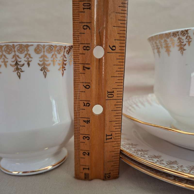 Queen Anne Trio white and gold - plus extra cup and plate!