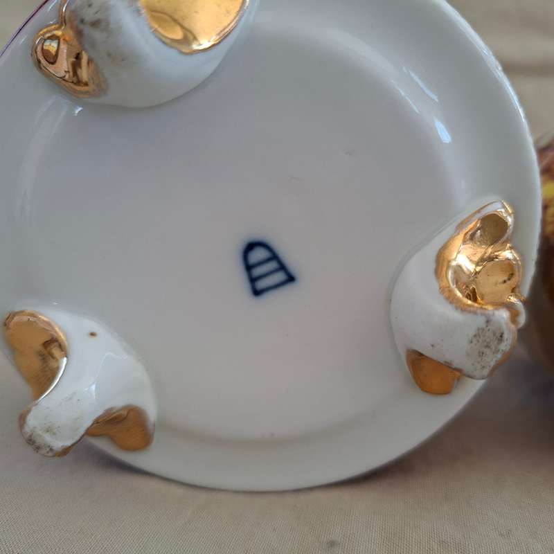 Royal Vienna Porcelain Jug and Bowl - C Herr signed on the images.  Romantic Limoges