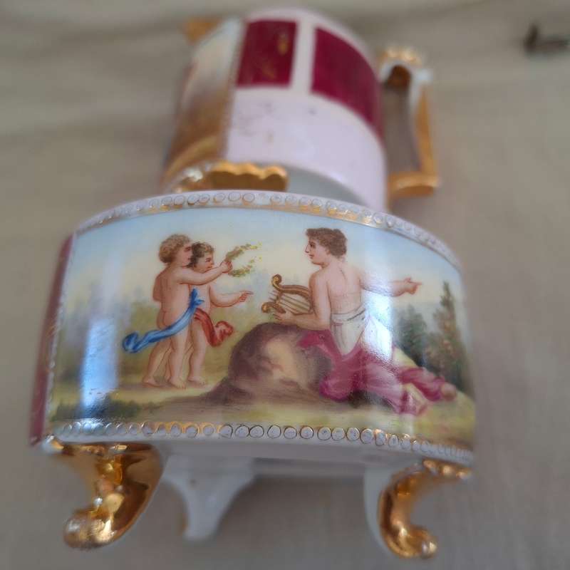 Royal Vienna Porcelain Jug and Bowl - C Herr signed on the images.  Romantic Limoges