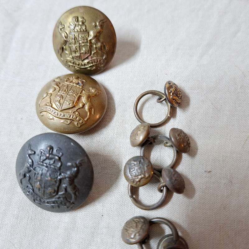 Mix of Military buttons mix mostly brass plus 2 Natal Mounted Rifles
