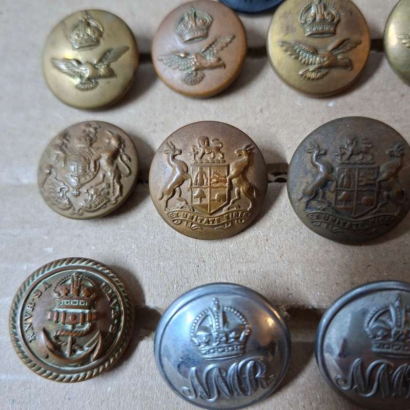 Mix of Military buttons mix mostly brass plus 2 Natal Mounted Rifles